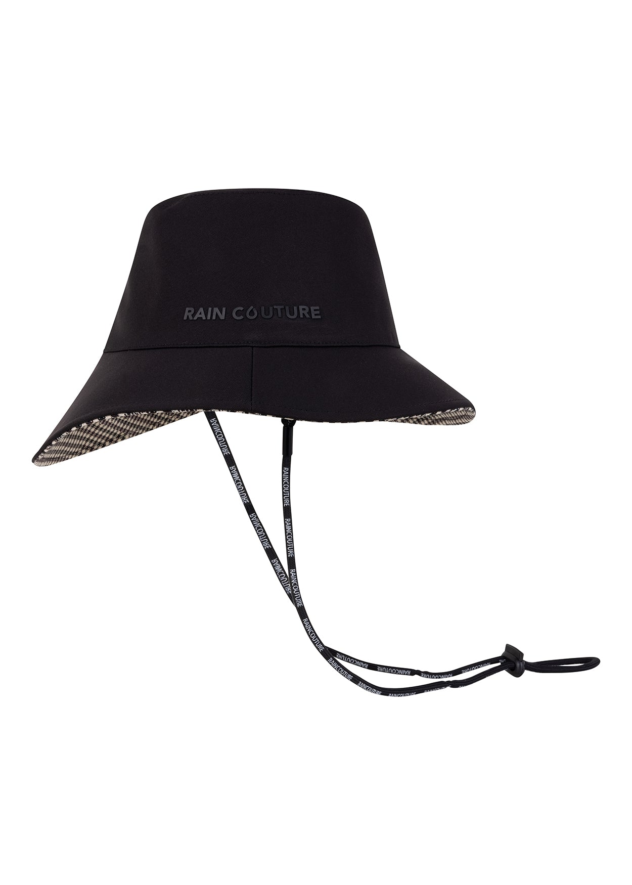 Waterproof Unisex Reversible Bucket Hat  | Black-Houndstooth