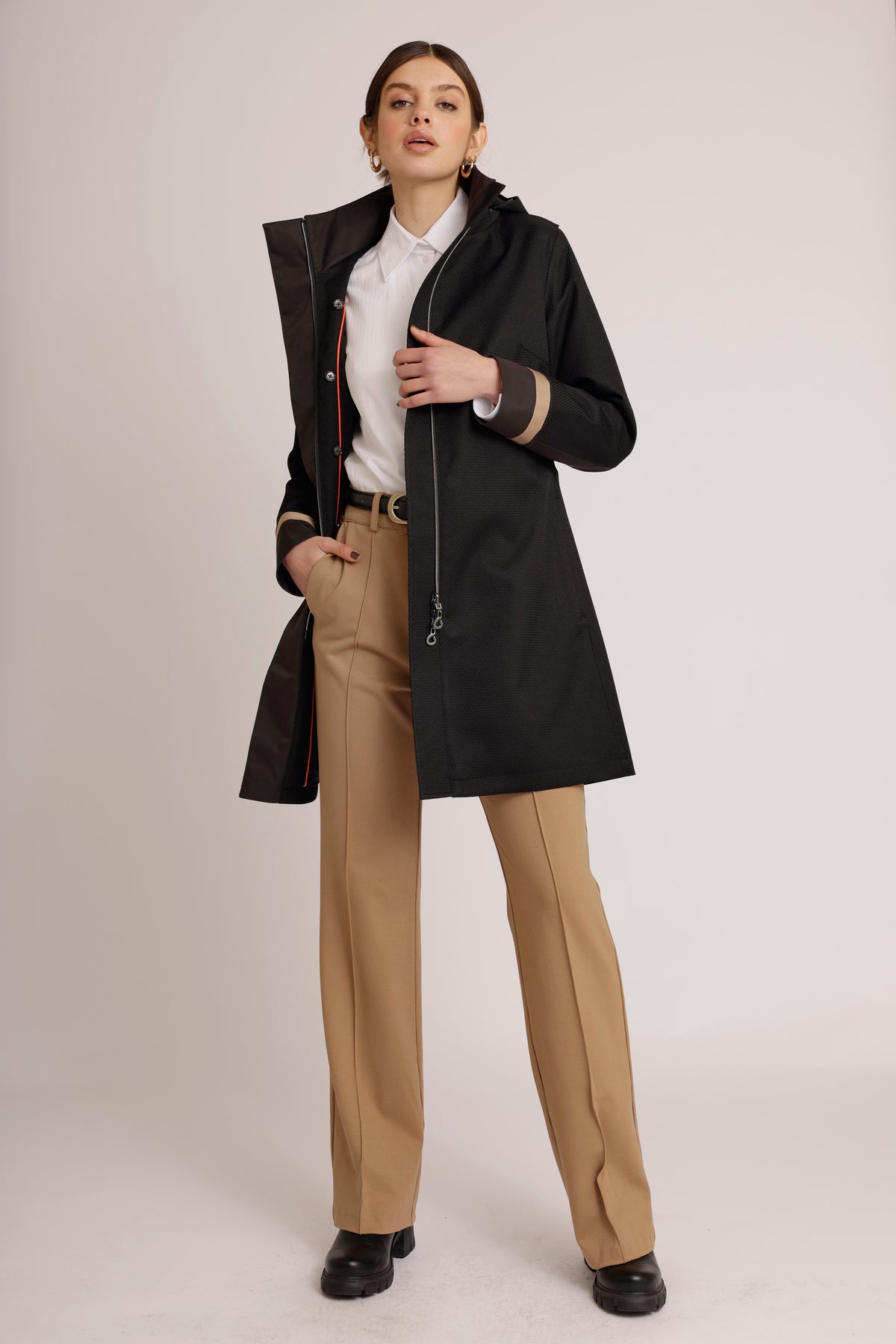 Waterproof Straight Fit Coat  | Black