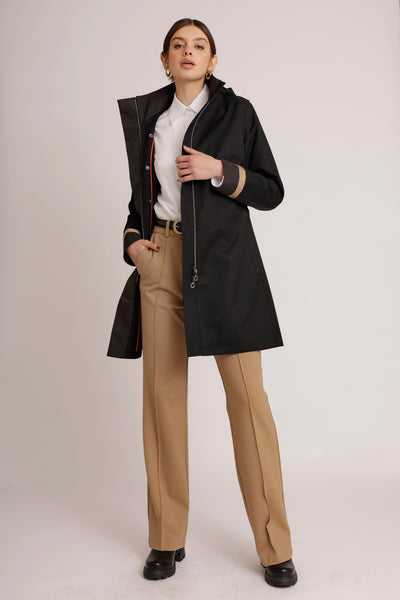 Waterproof Straight Fit Coat  | Black