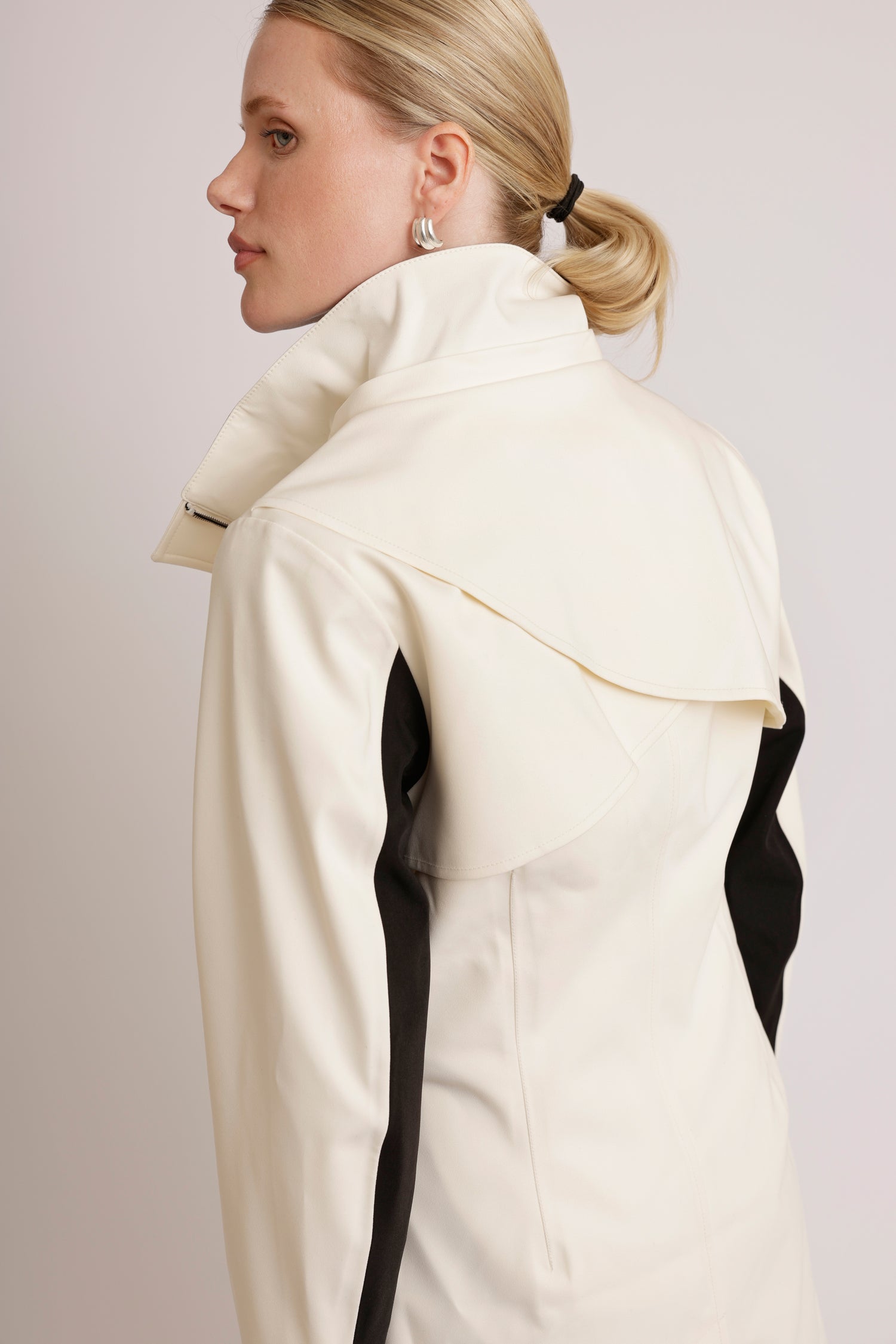 Waterproof Straight Fit Coat  | Cream Black