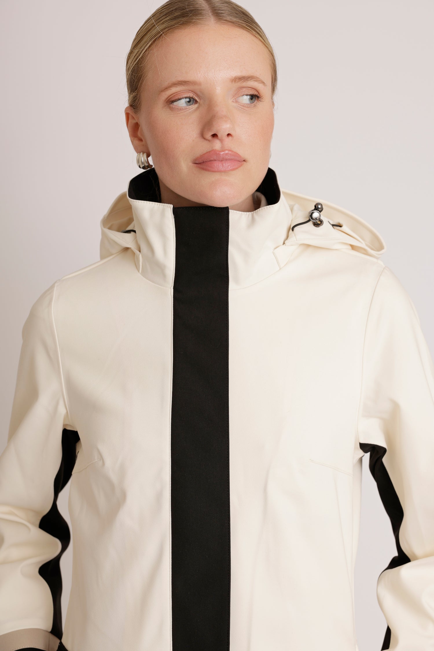Waterproof Straight Fit Coat  | Cream Black