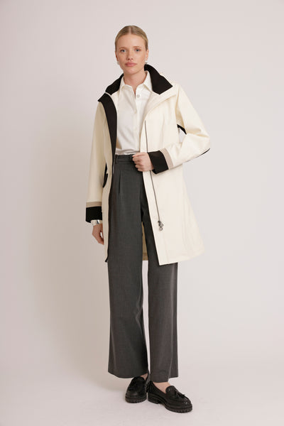 Waterproof Straight Fit Coat  | Cream Black