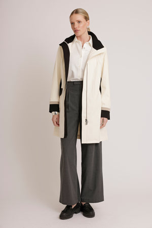 Waterproof Straight Fit Coat  | Cream Black