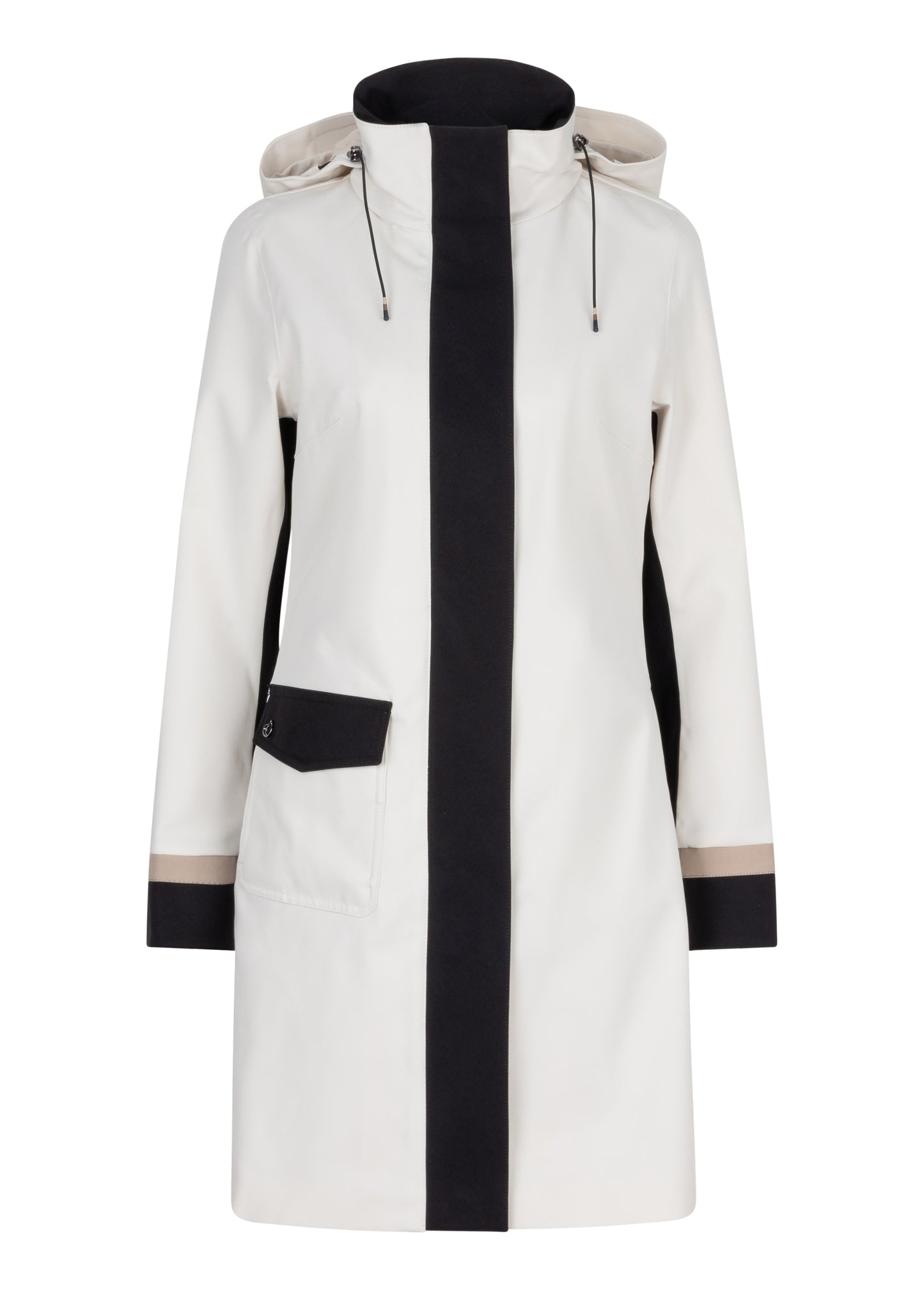 Waterproof Straight Fit Coat  | Cream Black