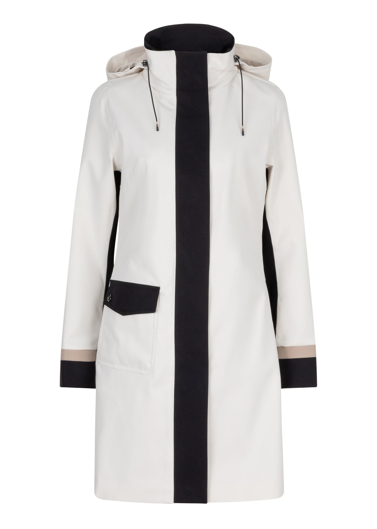 Waterproof Straight Fit Coat  | Cream Black