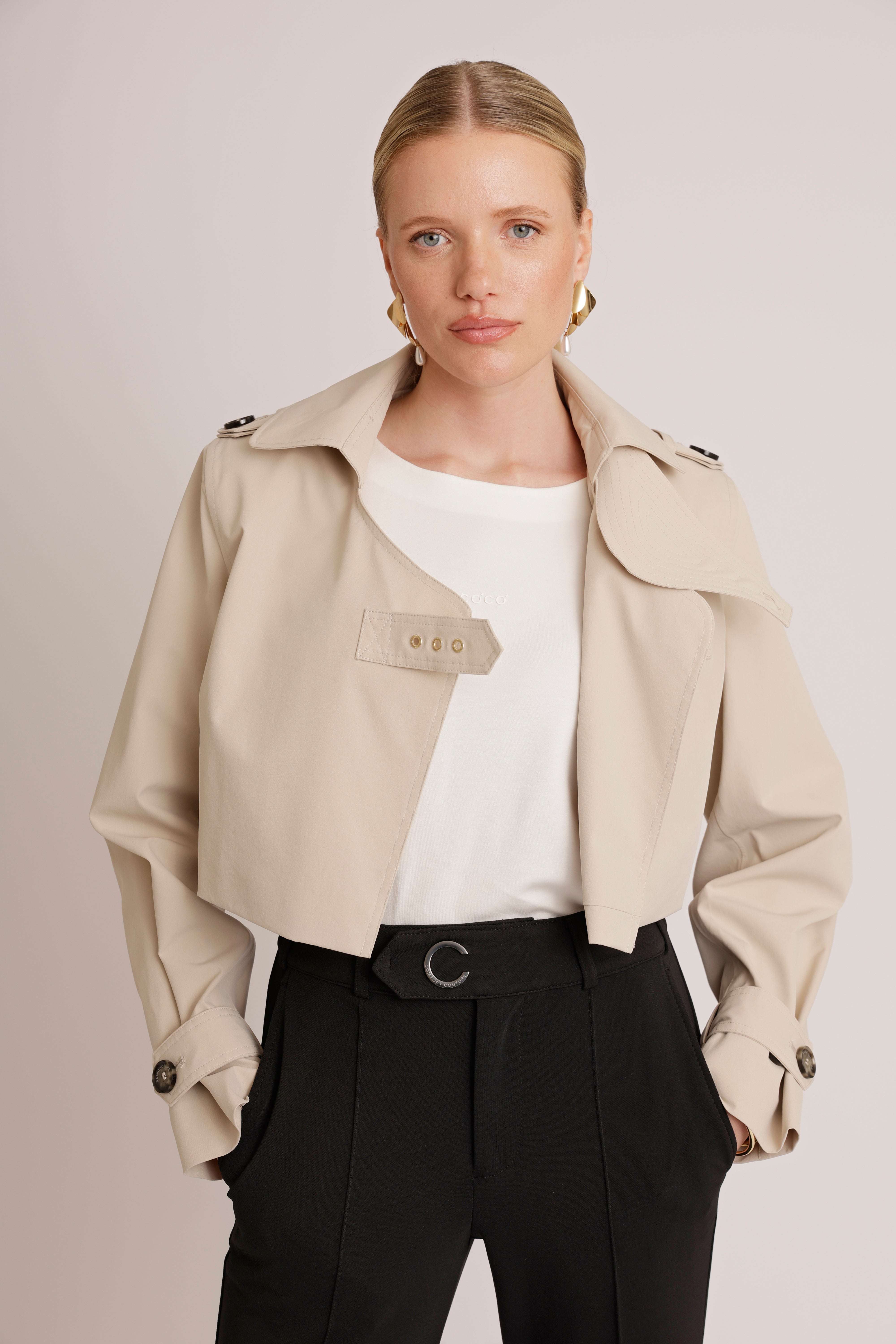 Cropped Trench | Cream