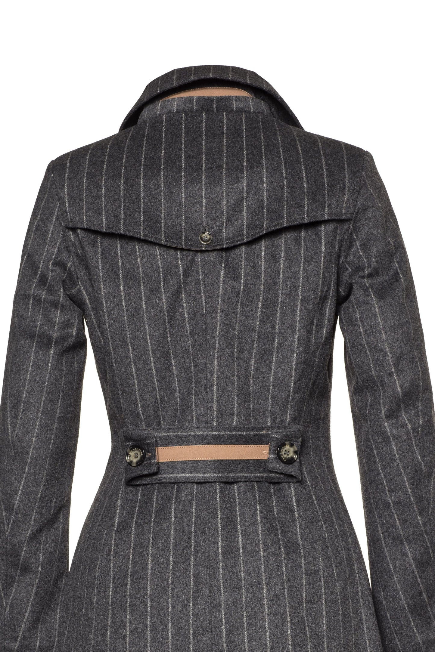 Waterproof Double Breasted Wool Trench  | Striped Gray Wool