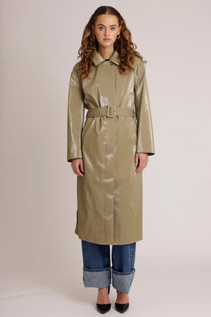 Waterproof Laque Coat | Khaki Green