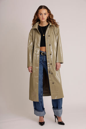 Waterproof Laque Coat | Khaki Green