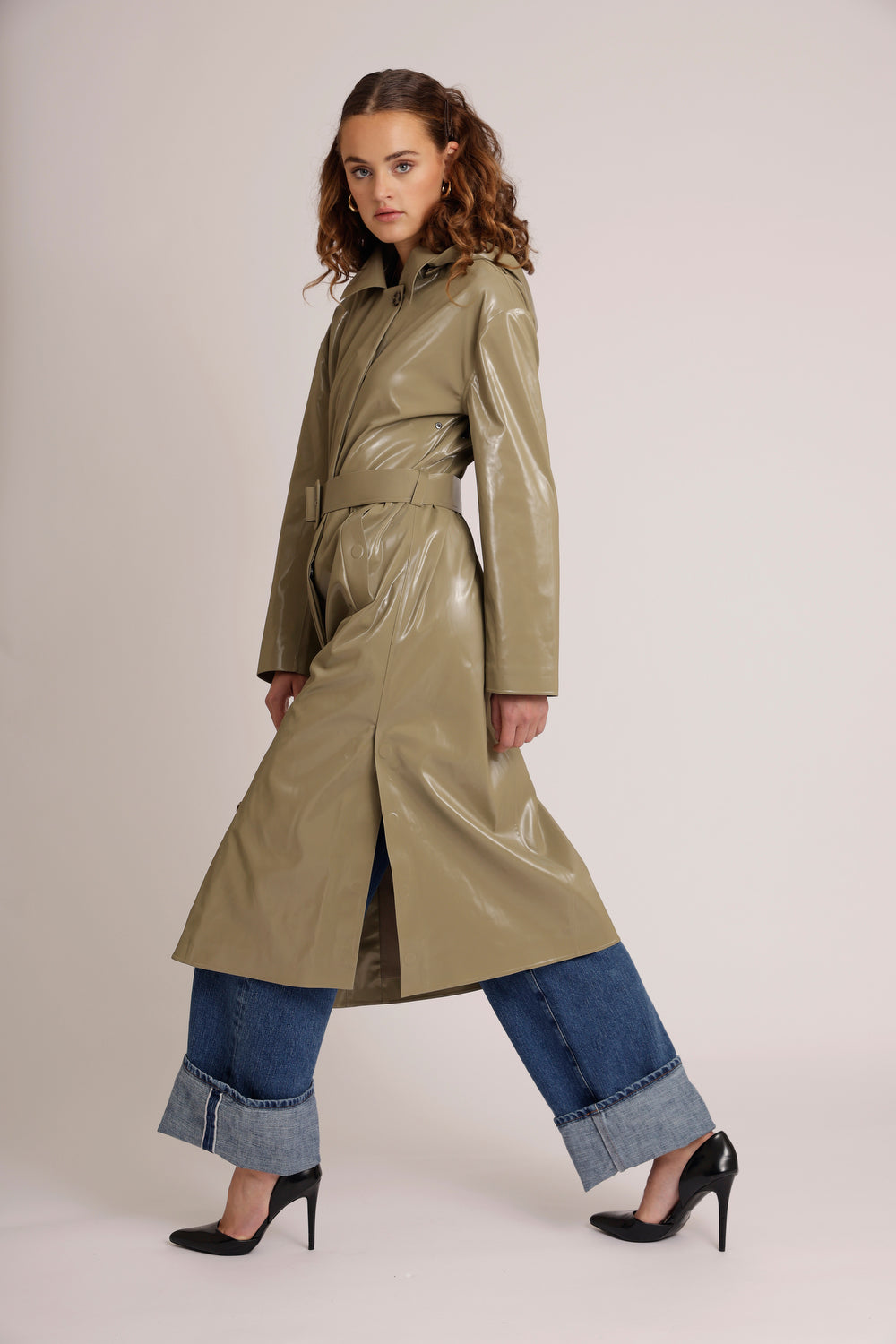 Waterproof Laque Coat | Khaki Green