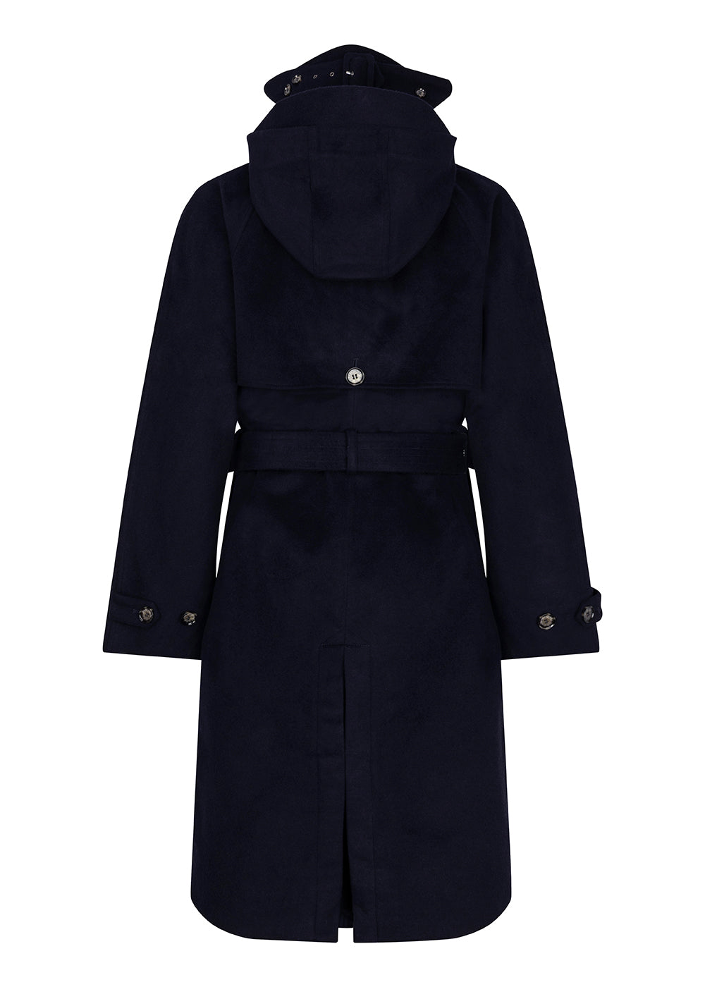 Waterproof Long Trench  |  Navy Wool