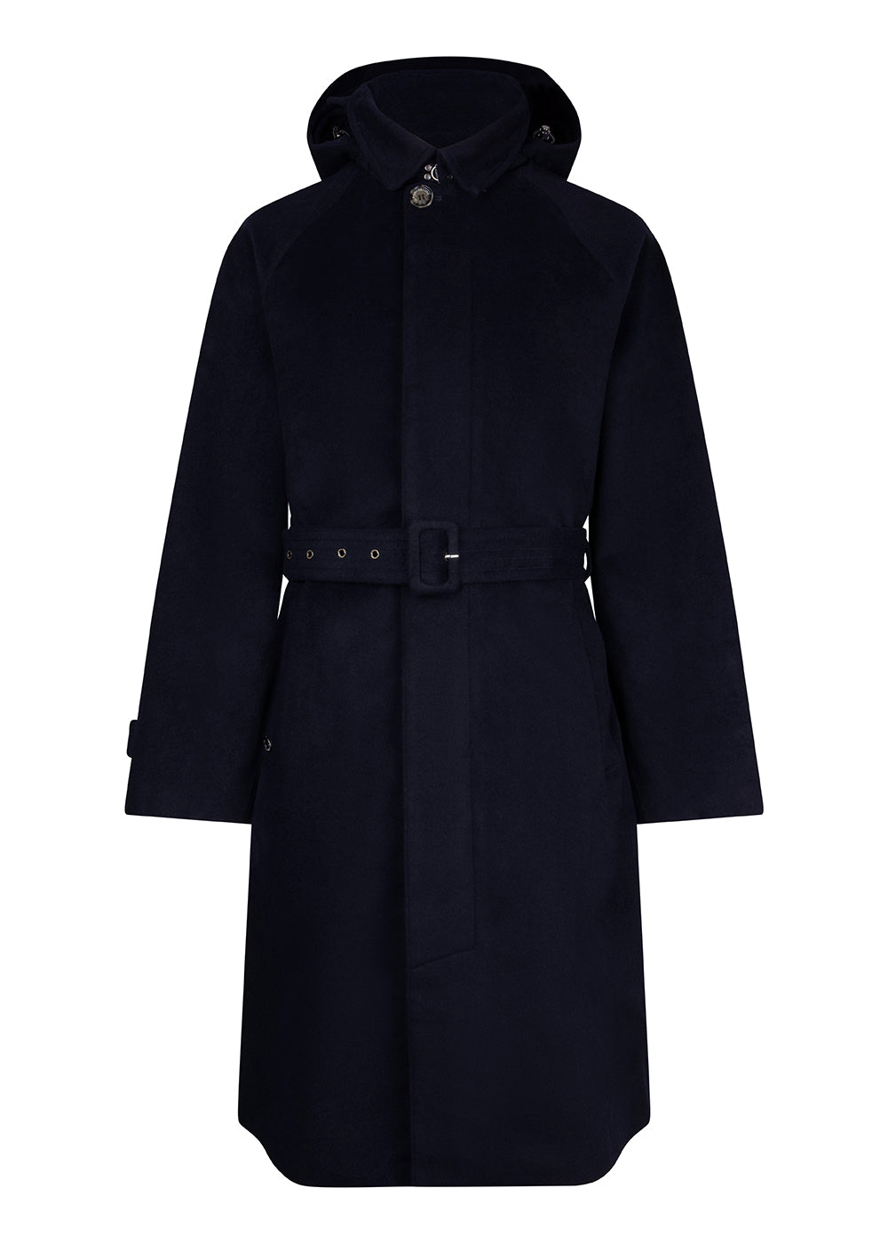 Waterproof Long Trench  |  Navy Wool