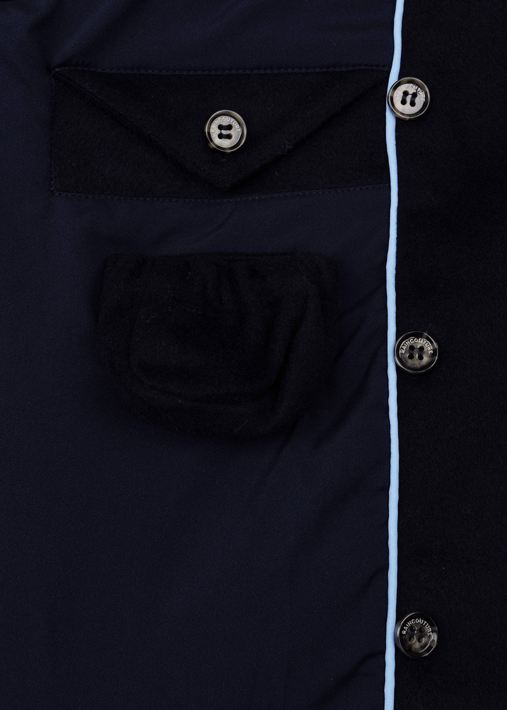 Waterproof Long Trench  |  Navy Wool