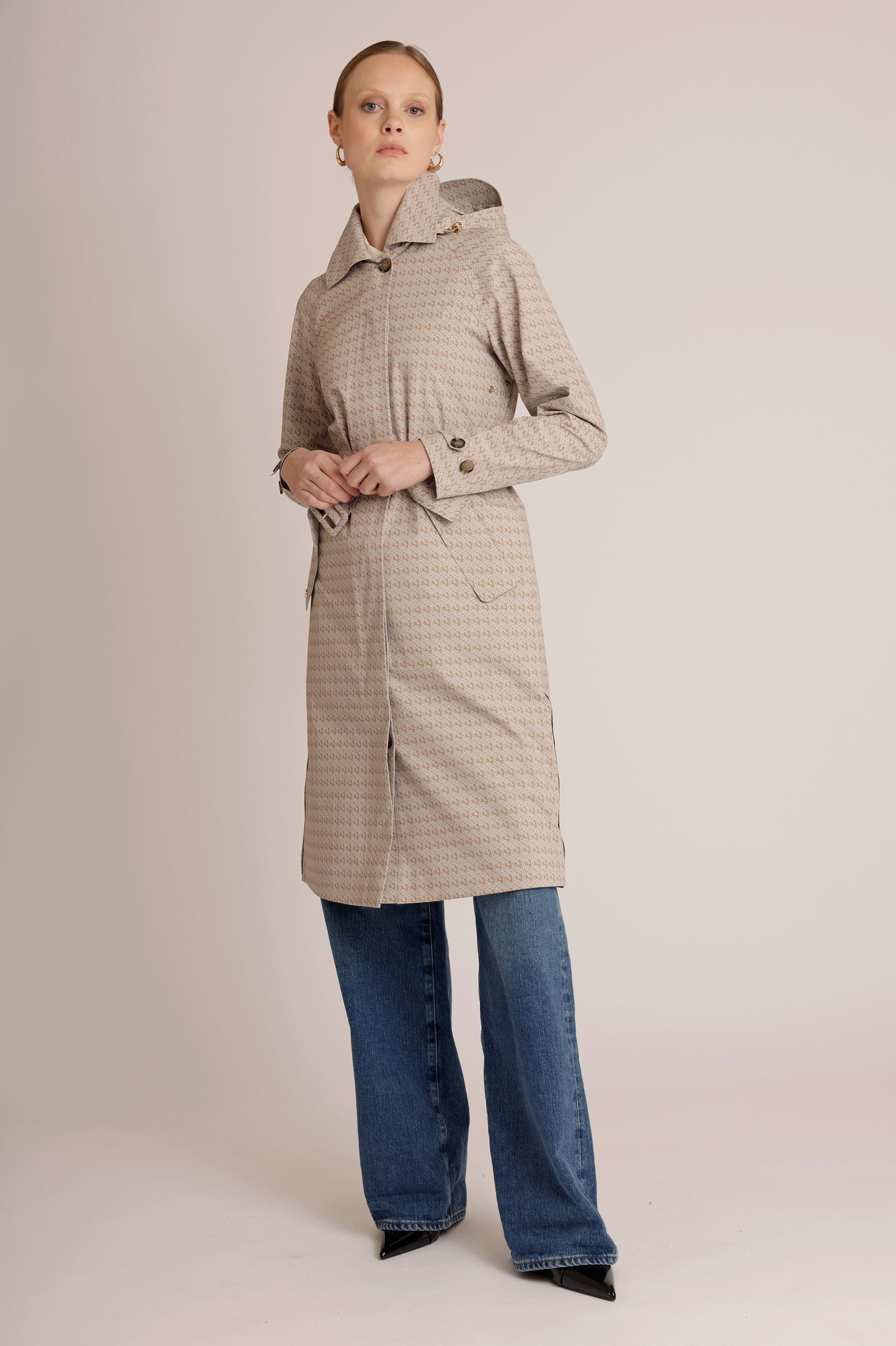 Waterproof Packable Straight-Fit Trenchcoat  | Beige Monogram