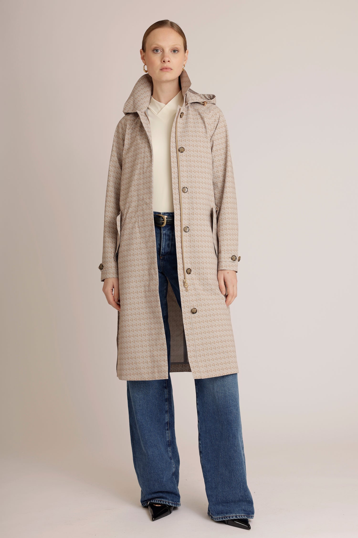 Waterproof Packable Straight-Fit Trenchcoat  | Beige Monogram