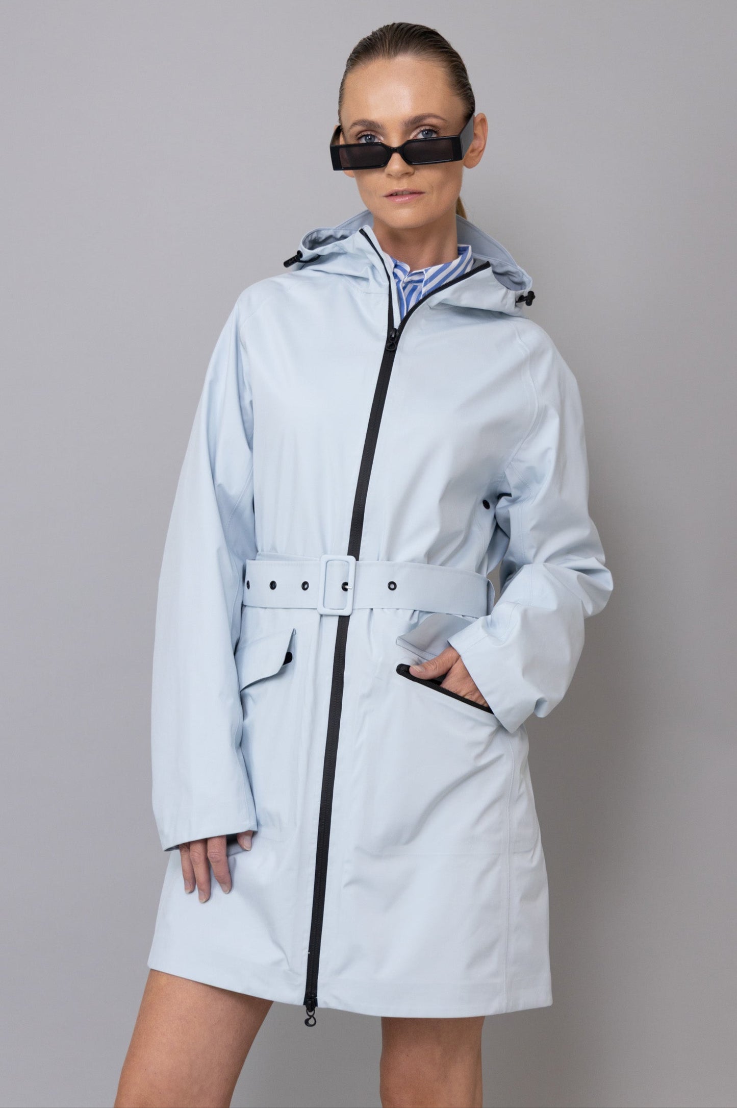 Ultra Lightweight Packable Parka - Light Blue