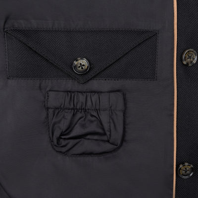 Waterproof Tailored Fit Parka | Black Herringbone