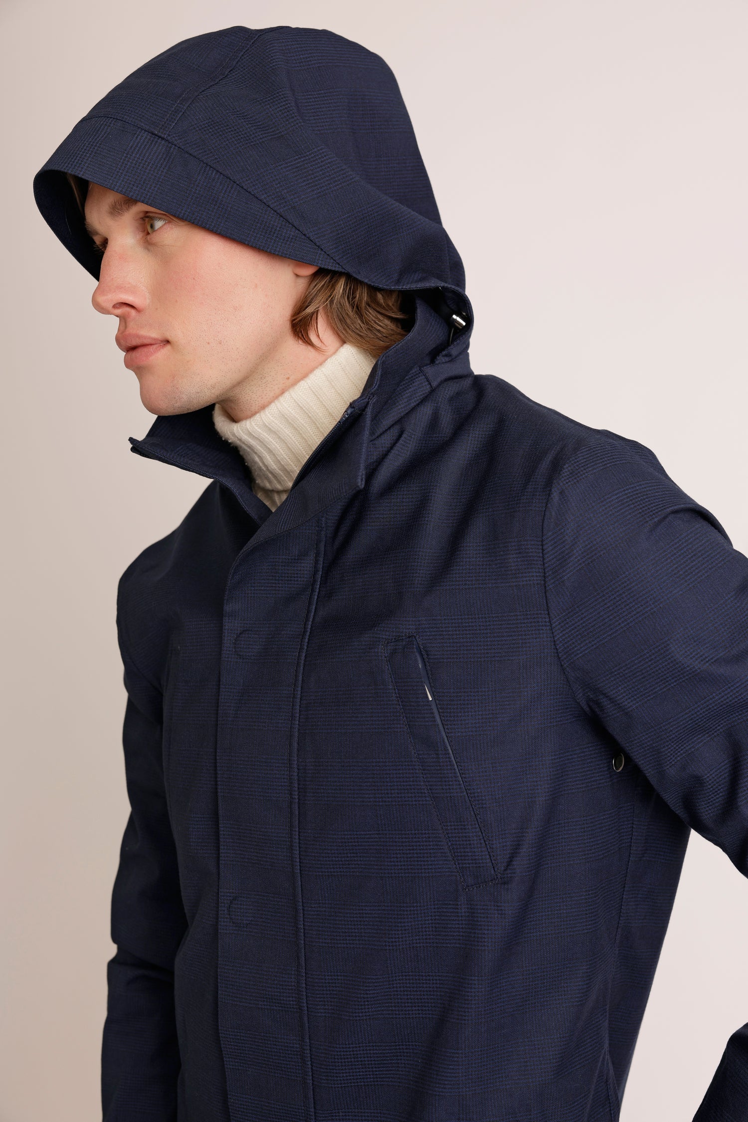 Waterproof Tailored Fit Parka | Navy Check