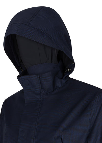 Waterproof Tailored Fit Parka | Navy Check