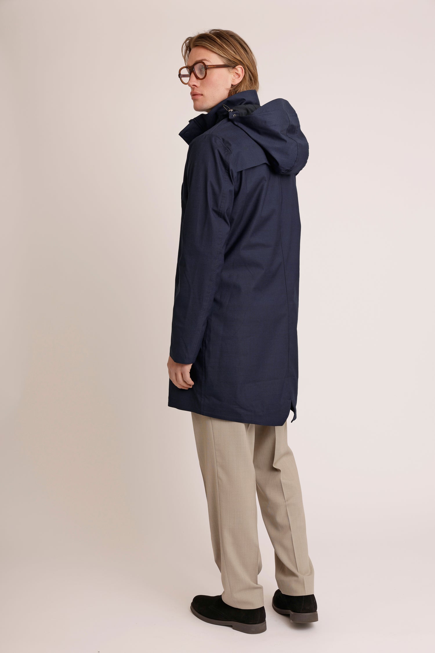 Waterproof Tailored Fit Parka | Navy Check