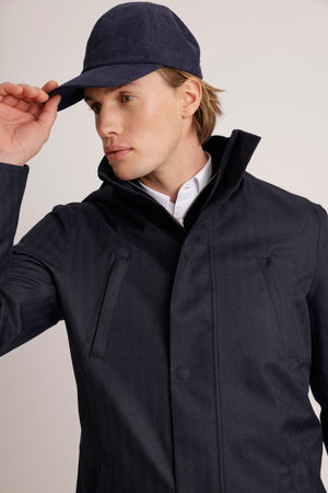 Waterdichte Getailleerde Parka | Navy Visgraat