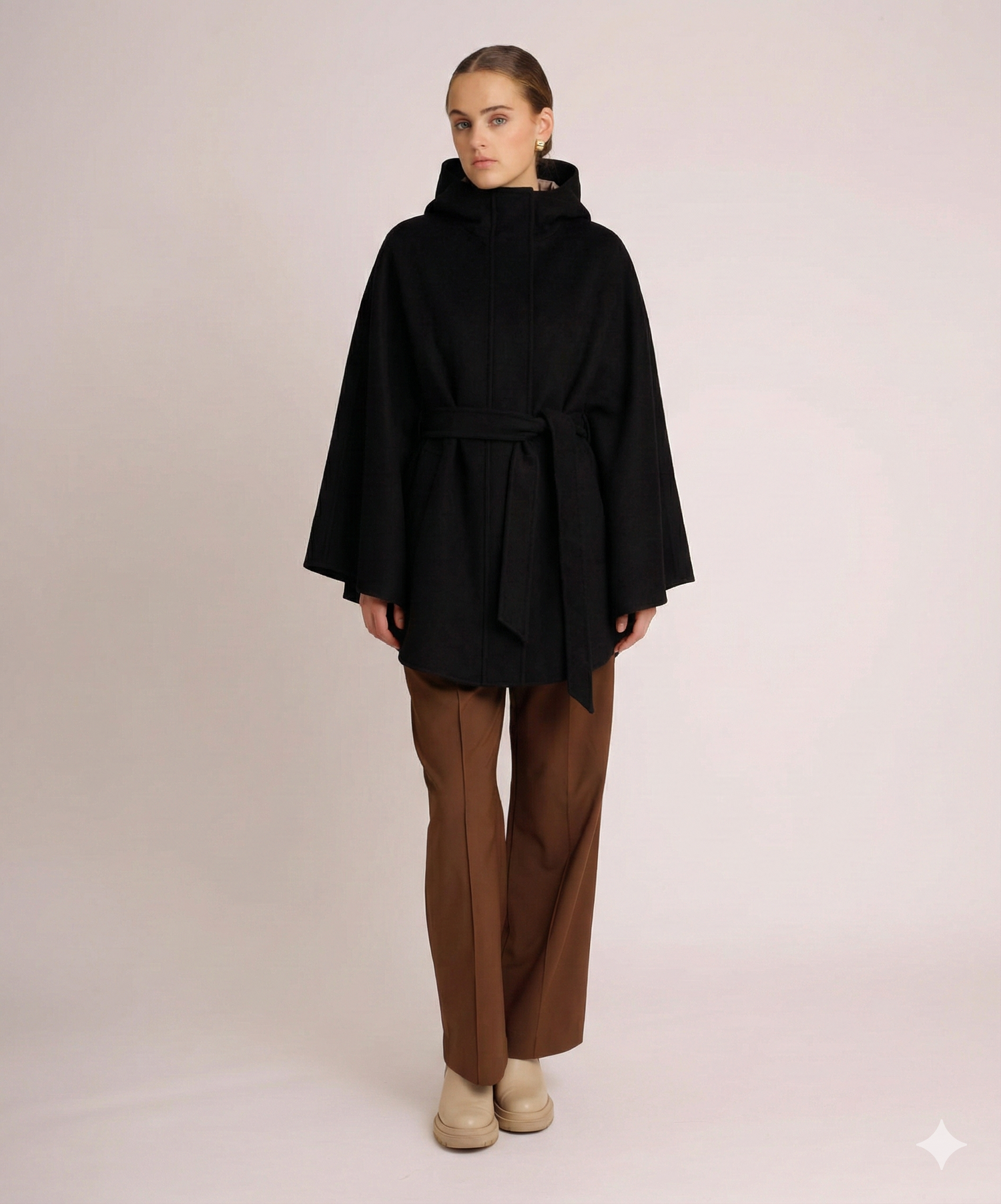Waterproof Poncho Cape | Black Wool