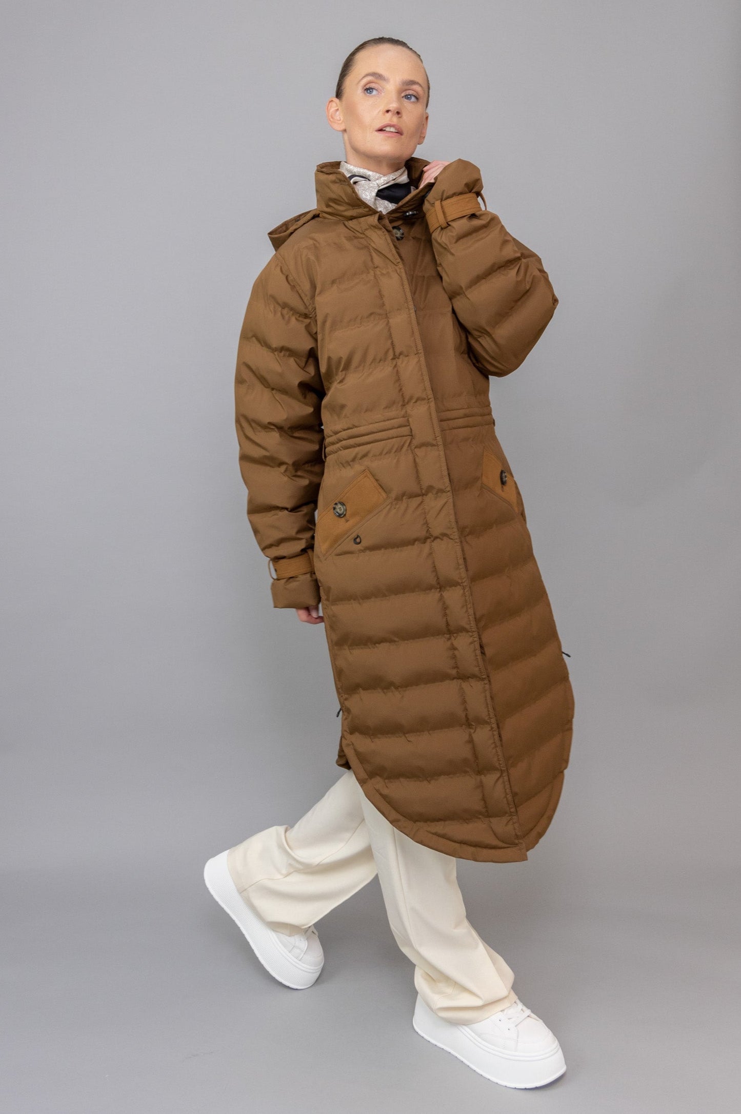 Waterproof Puffer Poncho | Cognac