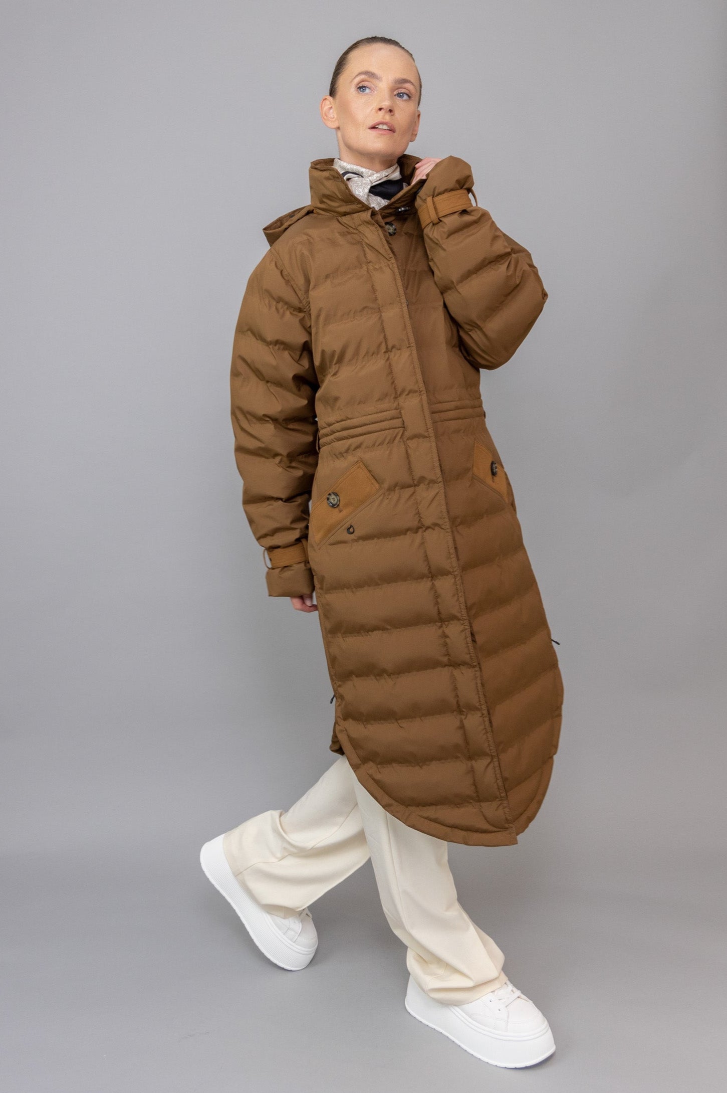 Waterproof Puffer Poncho | Cognac