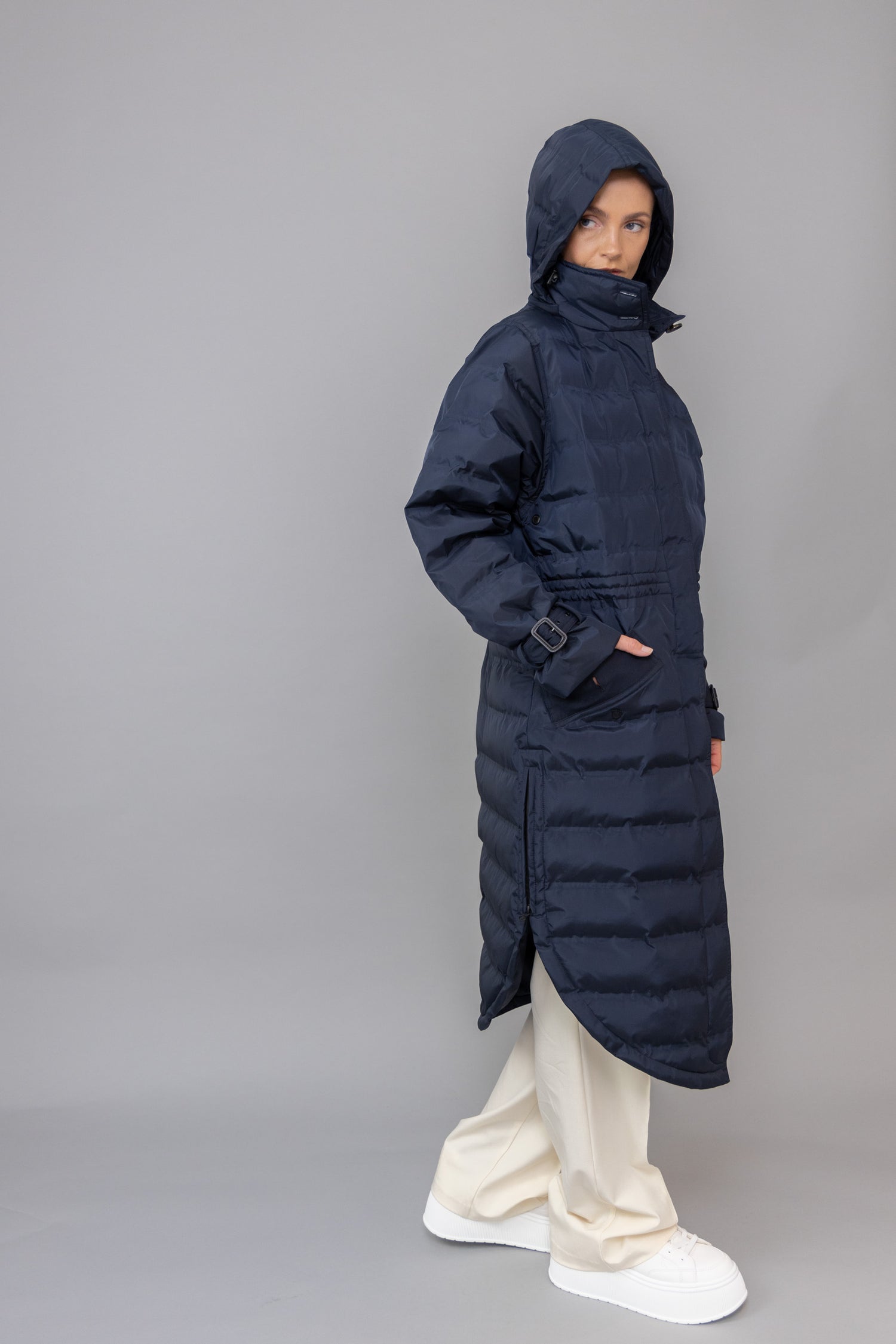 Waterproof Puffer Poncho | Navy