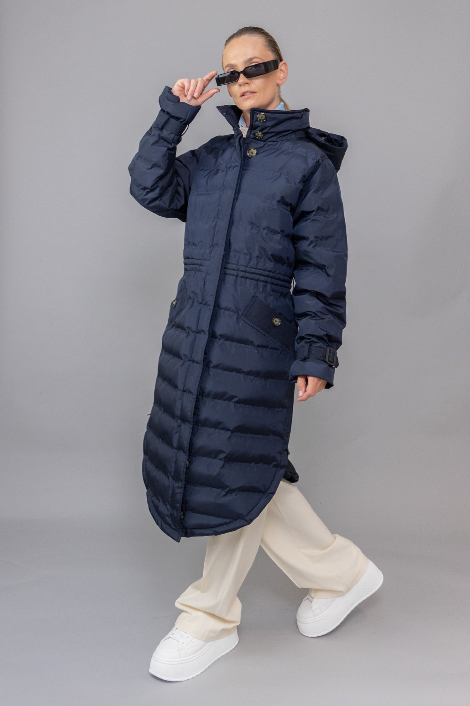 Waterproof Puffer Poncho | Navy