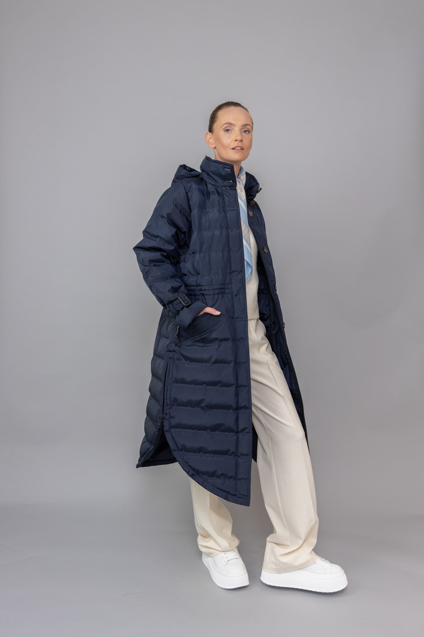 Waterproof Puffer Poncho | Navy