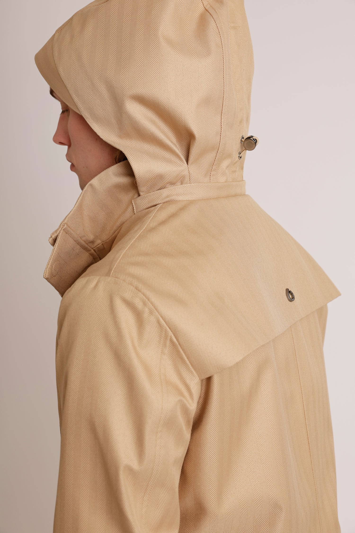 Waterproof Tailored Fit Parka  | Beige Herringbone
