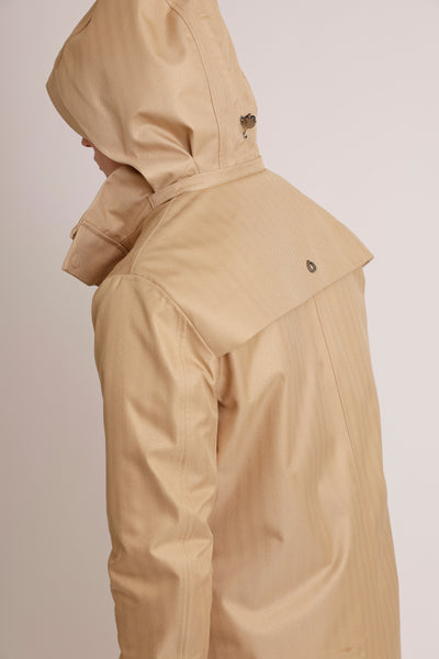 Waterproof Tailored Fit Parka | Beige Herringbone