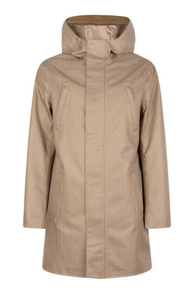 Waterproof Tailored Fit Parka | Beige Herringbone