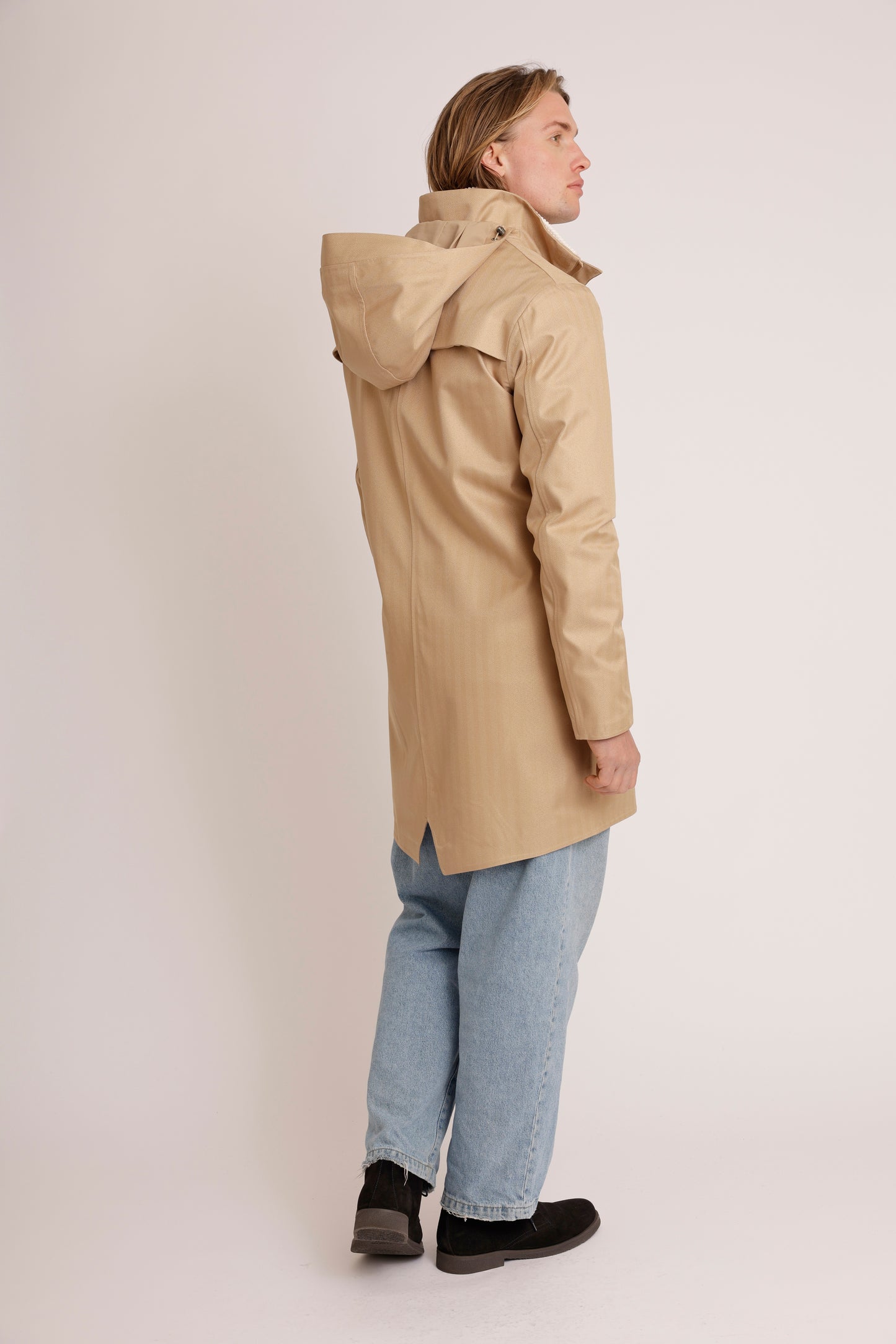 Waterproof Tailored Fit Parka  | Beige Herringbone