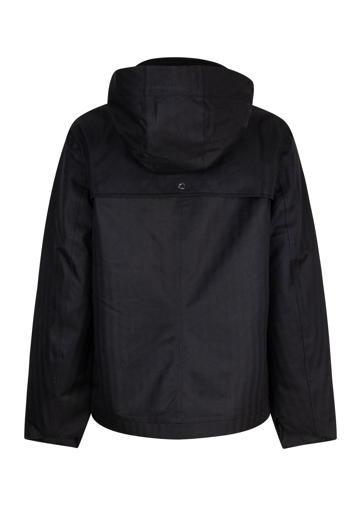 Waterproof Relaxed Fit Short Jacket  | Black Herringbone