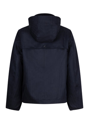 Waterproof Relaxed Fit Short Jacket | Navy Herringbone