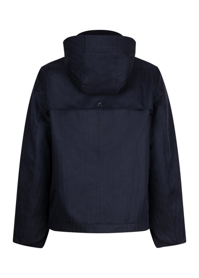 Waterproof Relaxed Fit Short Jacket | Navy Herringbone