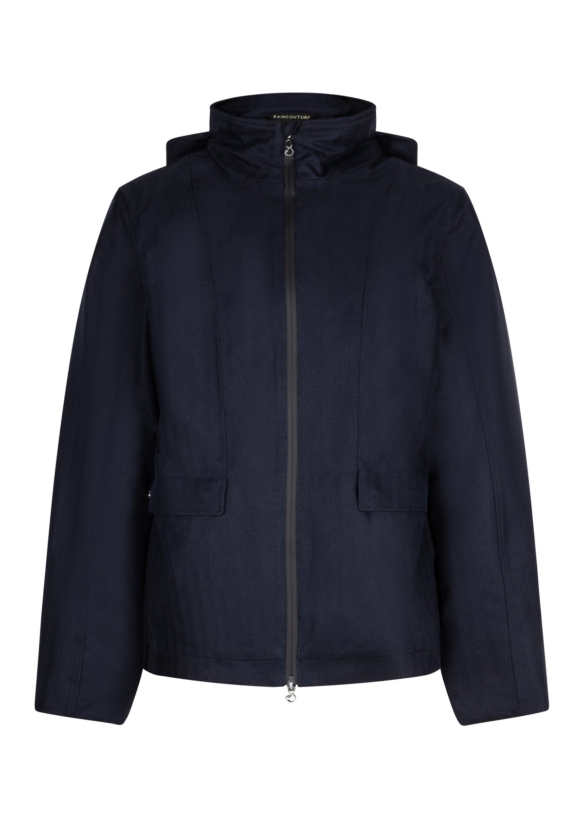 Waterproof Relaxed Fit Short Jacket | Navy Herringbone