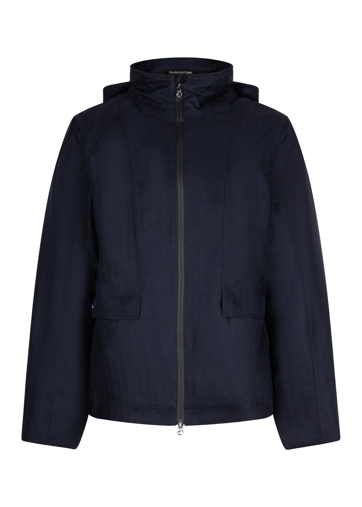 Waterproof Relaxed Fit Short Jacket  | Navy Herringbone