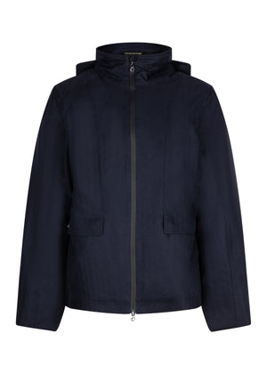 Waterproof Relaxed Fit Short Jacket | Navy Herringbone