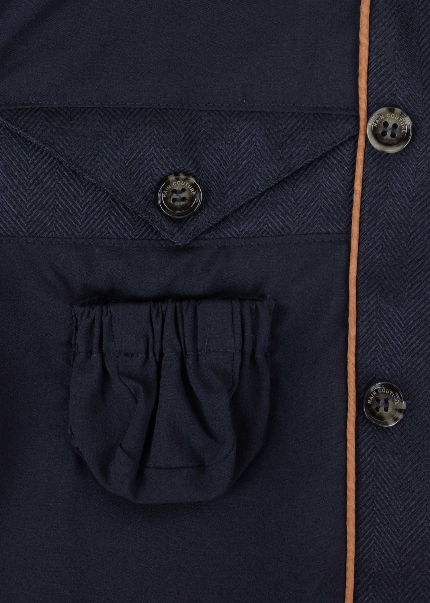 Waterproof Relaxed Fit Short Jacket  | Navy Herringbone