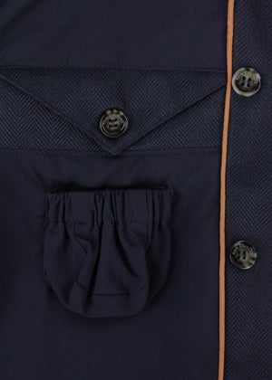 Waterproof Relaxed Fit Short Jacket | Navy Herringbone