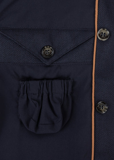Waterproof Relaxed Fit Short Jacket | Navy Herringbone