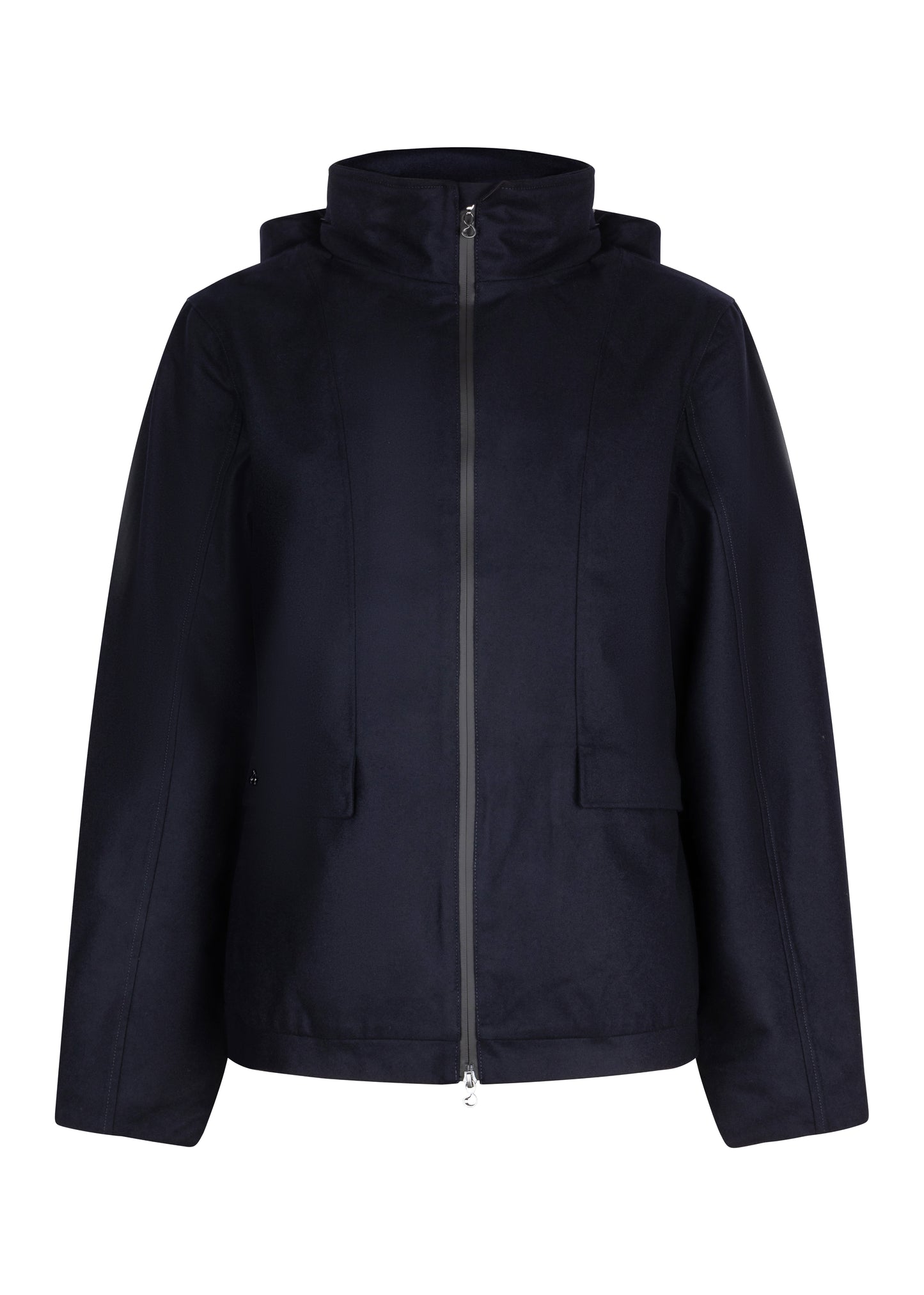 Waterproof Relaxed Fit Short Jacket  | Navy Wool