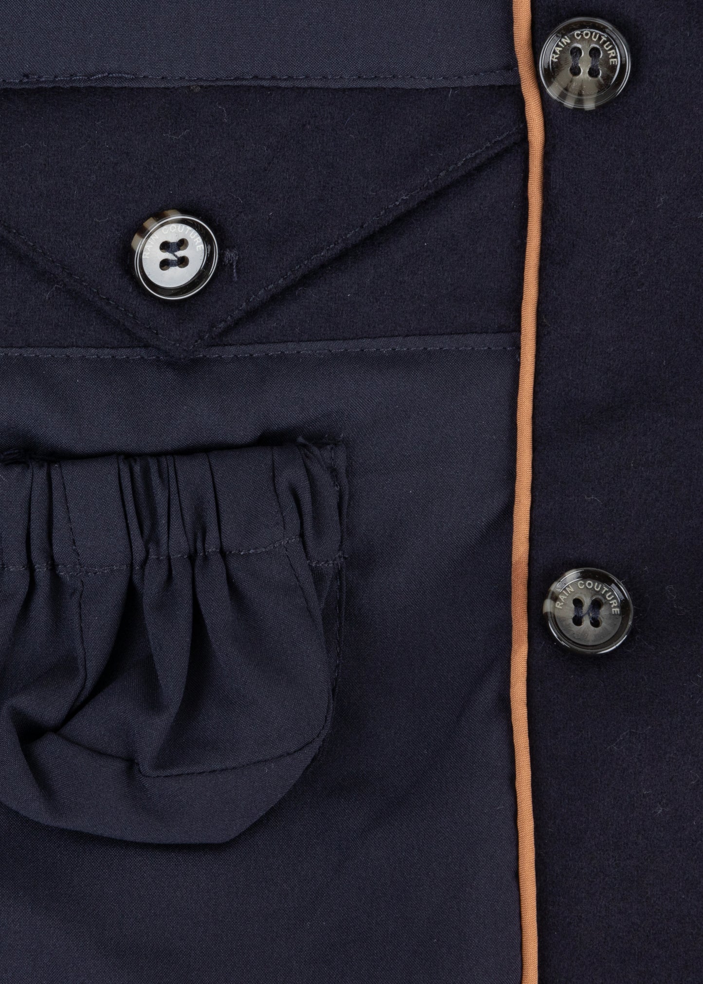 Waterproof Relaxed Fit Short Jacket  | Navy Wool