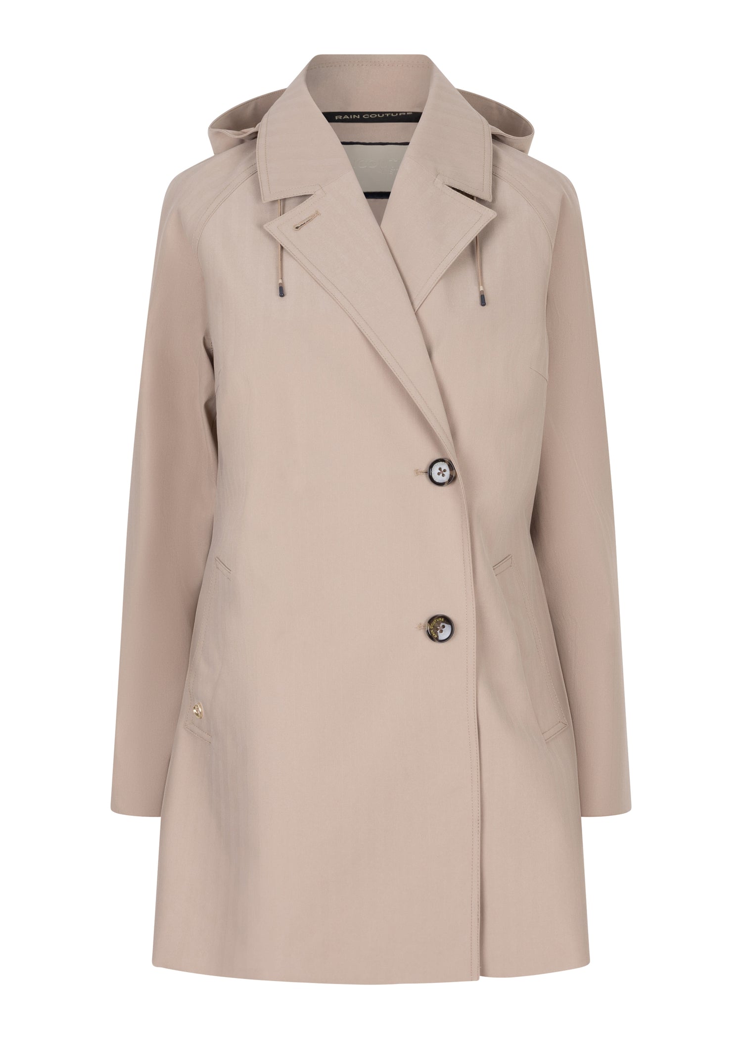 Waterproof Straight-Fit Short Trenchcoat  | Beige Herringbone