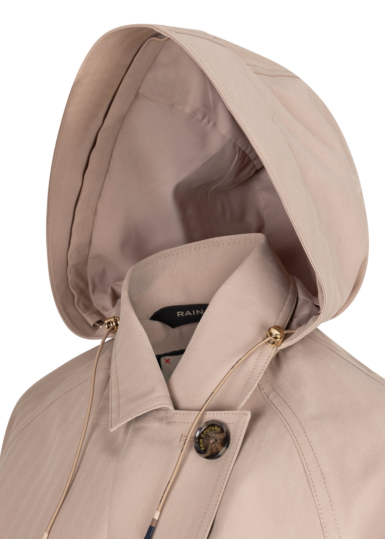 Waterproof Straight-Fit Short Trenchcoat  | Beige Herringbone