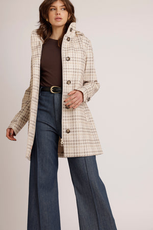 Waterdichte Korte Straight Fit Waistbelt Coat | Monogram Ruit