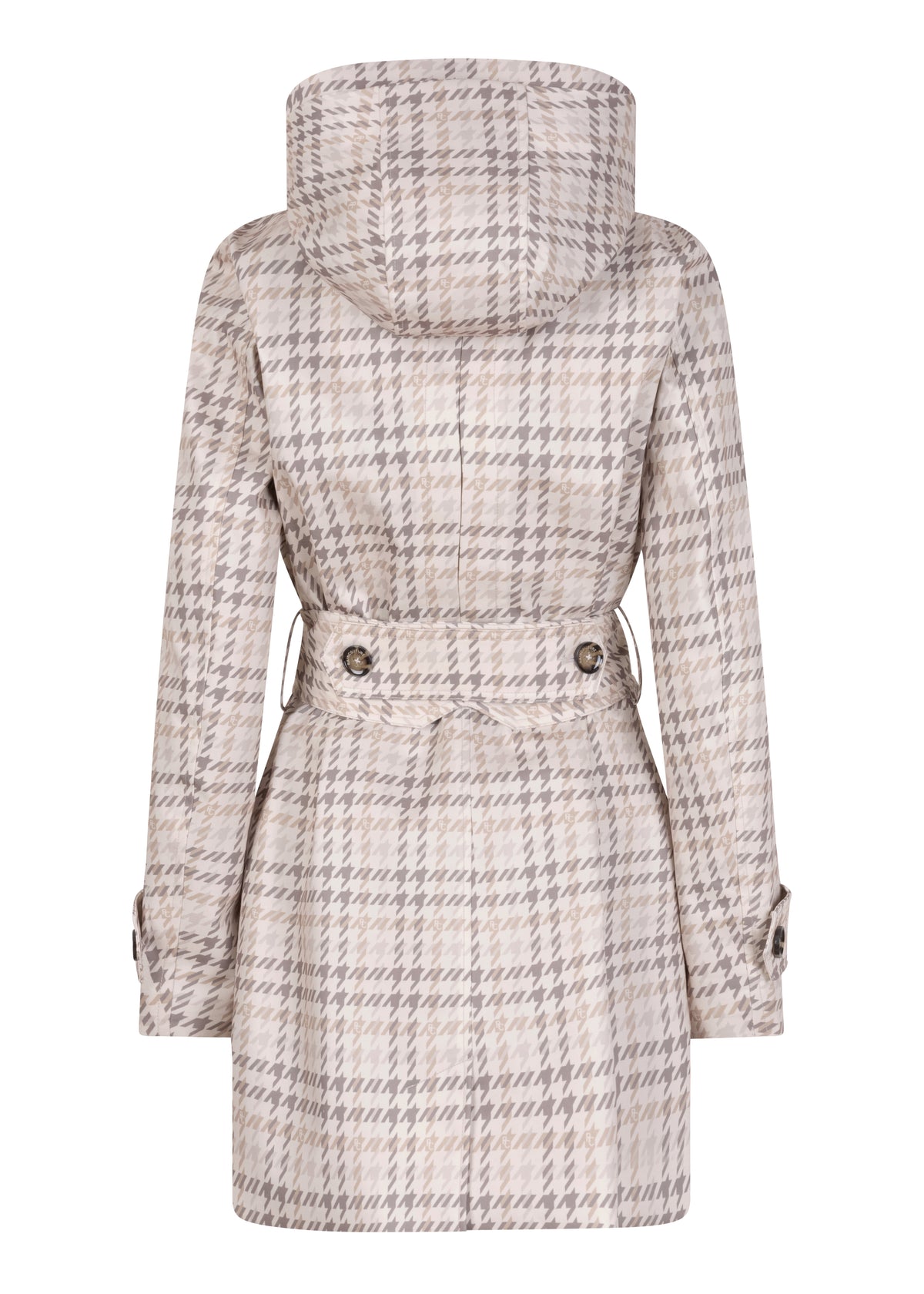 Waterdichte Korte Straight Fit Waistbelt Coat | Monogram Ruit